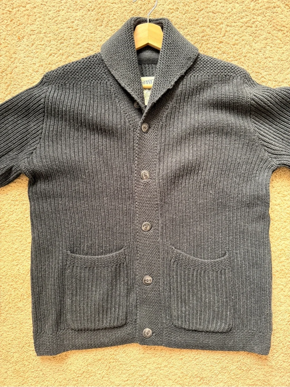 Grayers Dark Gray Shawl Collar Button Cardigan